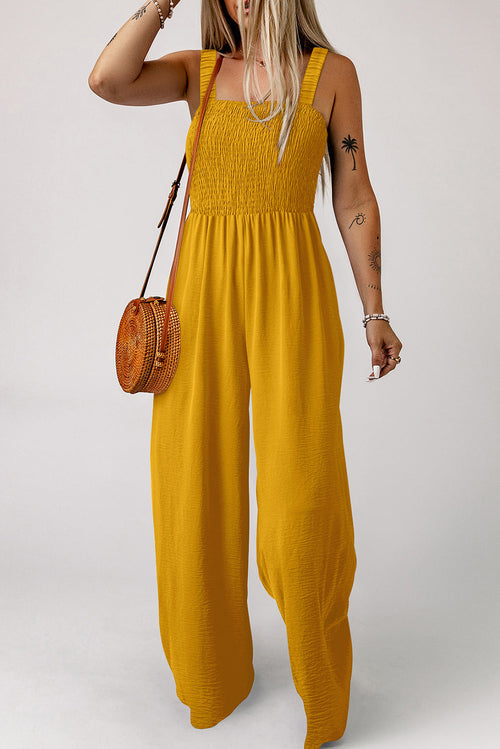 Crowned Sleeveless Wide Leg Jumpsuit with Pockets