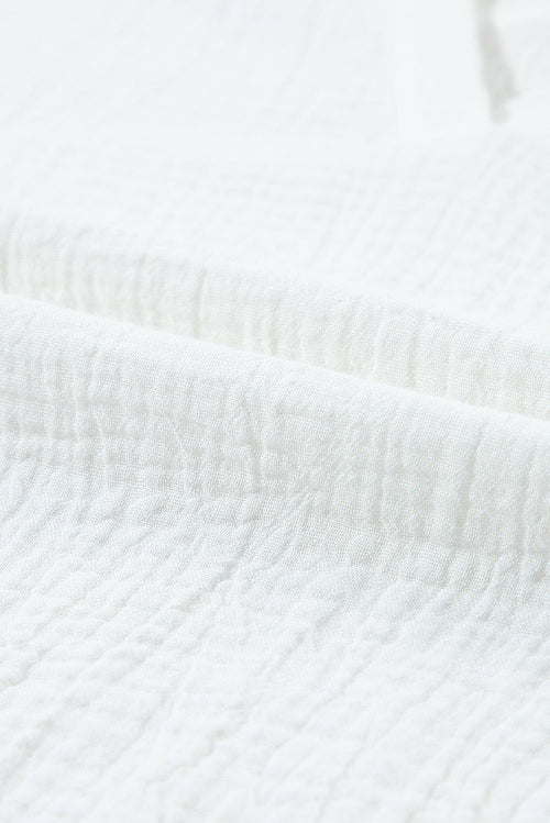 Crowned Embroidered Collared V-Neck Blouse