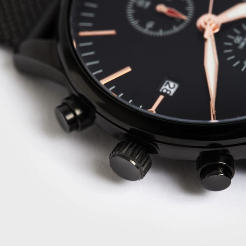 Crowned Men's Steel Mesh-Belt Watch