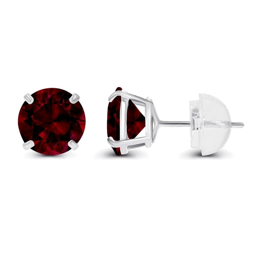 Crowned 2.00 CTW Natural Red Garnet Stud Earrings in 14K Yellow Gold
