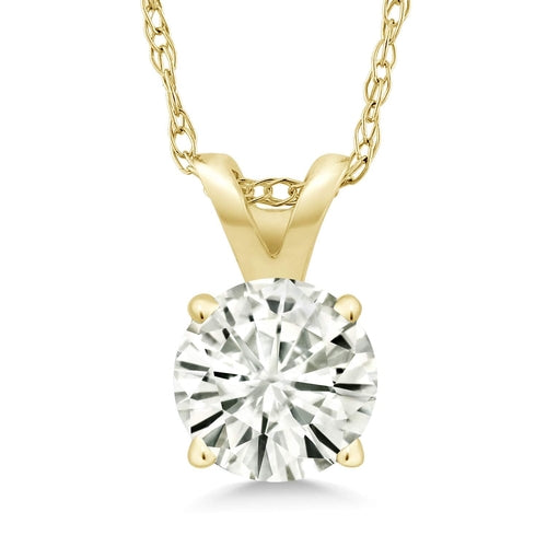Crowned .80 CTW Certified Genuine Moissanite Solitaire Pendant Necklace