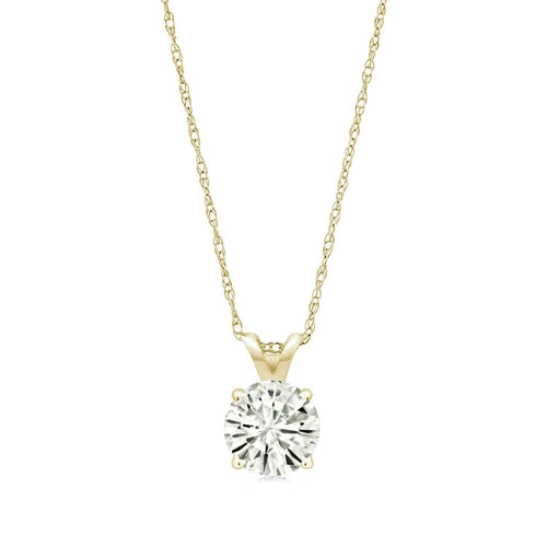 Crowned .80 CTW Certified Genuine Moissanite Solitaire Pendant Necklace