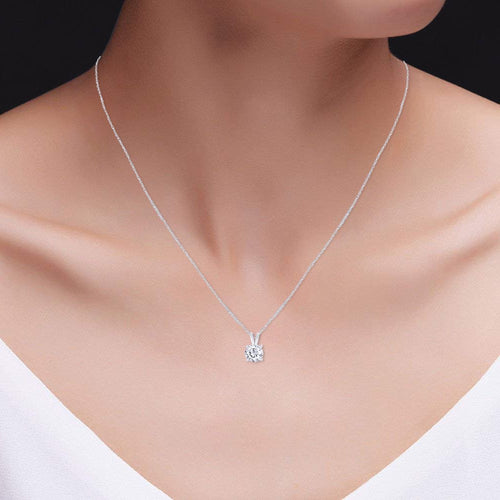 Crowned .80 CTW Certified Genuine Moissanite Solitaire Pendant Necklace