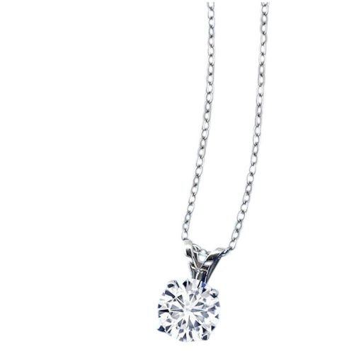 Crowned .80 CTW Certified Genuine Moissanite Solitaire Pendant Necklace
