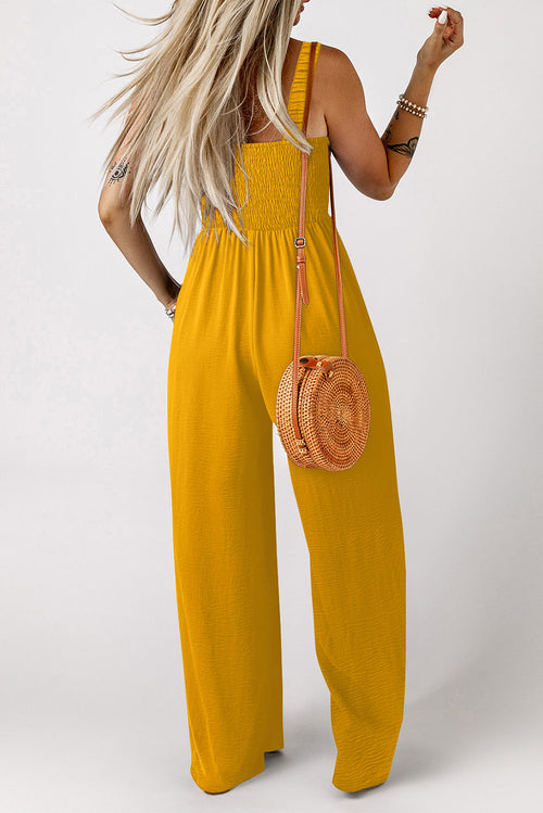 Crowned Sleeveless Wide Leg Jumpsuit with Pockets