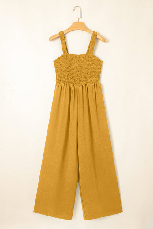 Crowned Sleeveless Wide Leg Jumpsuit with Pockets