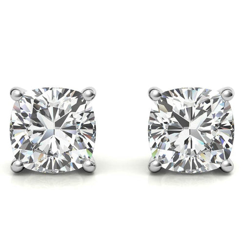 Crowned 2.00 CTW Lab Created Moissanite Round Stud Earrings in Sterling Silver