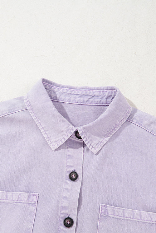 Crowned Denim Short Sleeve Shirt Dress